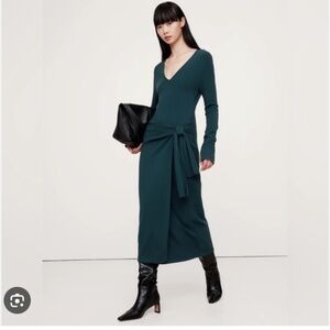 Banana Republic Teal Blue Sculpted Tie-Front Midi Dress Size M